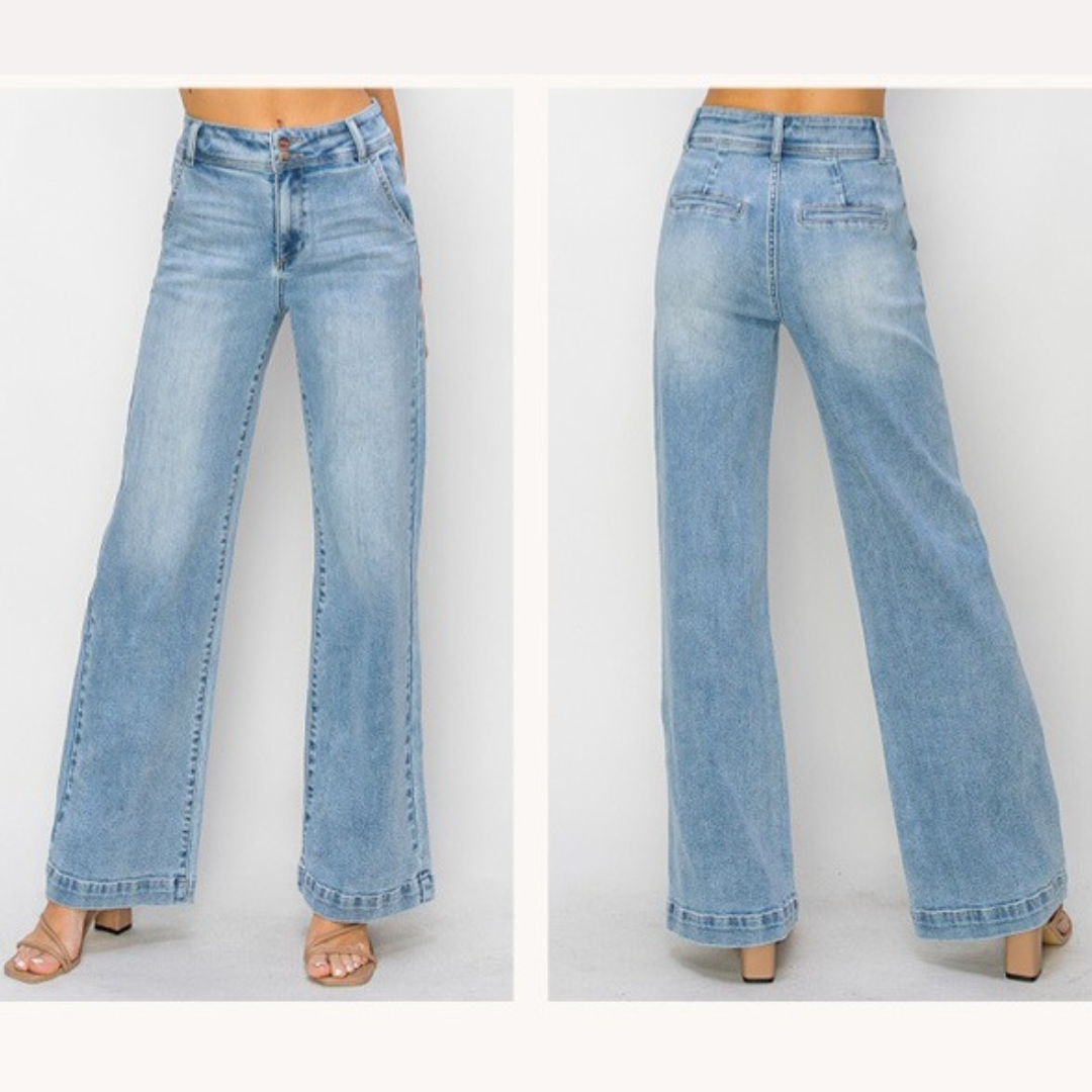 mid rise fit barrel roll up jeans